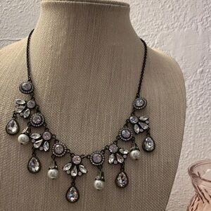 Plunder 2016 Delicate Pearl & Crystal Statement Necklace - Silver-Tone